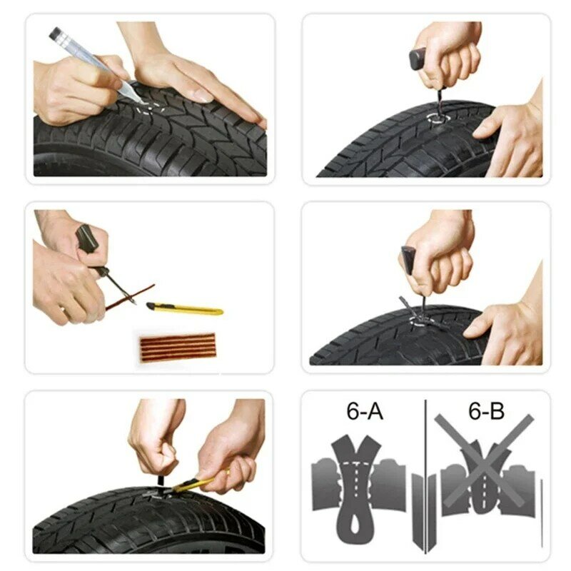 Tiras de reparación de neumáticos de 6mm/3,5mm para coche, motocicleta, bicicleta, reparación de pinchazos, pegamento, tiras de goma, herramientas, enchufe, accesorios de coche