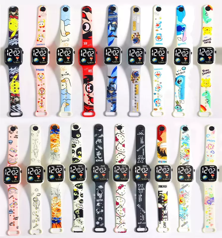 Pokemon Pikachu Dragon Ball Z jam tangan silikon Led, arloji olahraga kasual Digital warna cantik, jam tangan anak-anak hadiah mainan