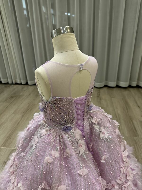 Vestido de princesa roxo bonito flor infantil