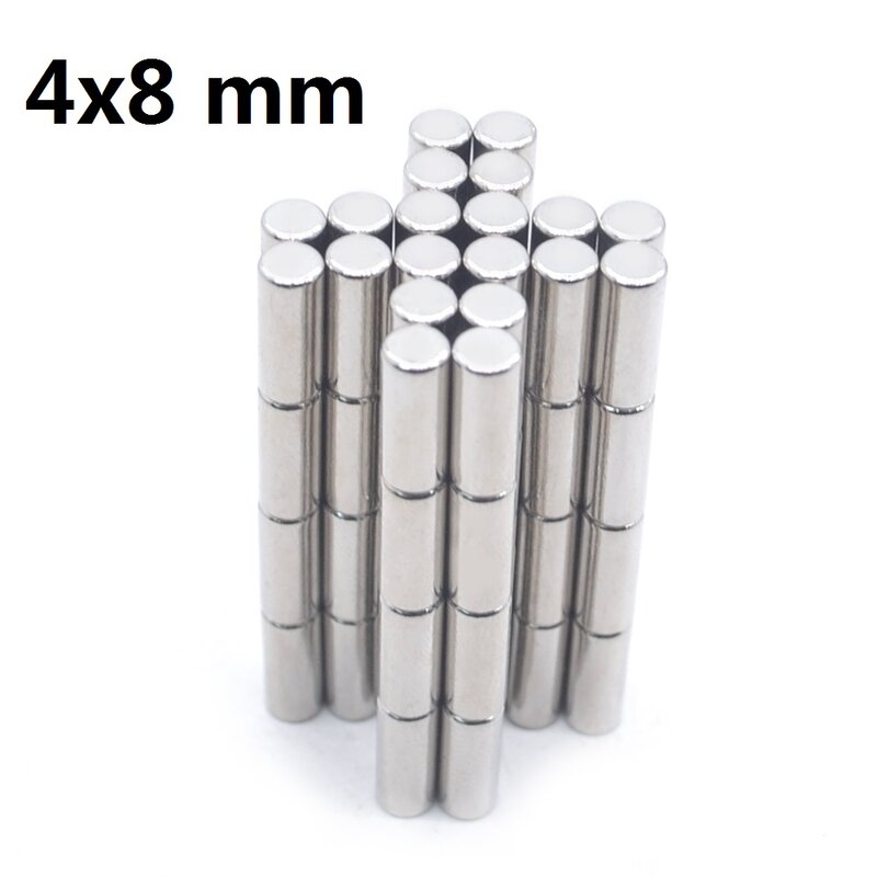 2/20/50/1000 sztuk 4x8mm szukaj małej średnicy magnes 4mm x 8mm luzem małe okrągłe magnesy 4x 8mm płaskie magnesy neodymowe 4*8mm imanes