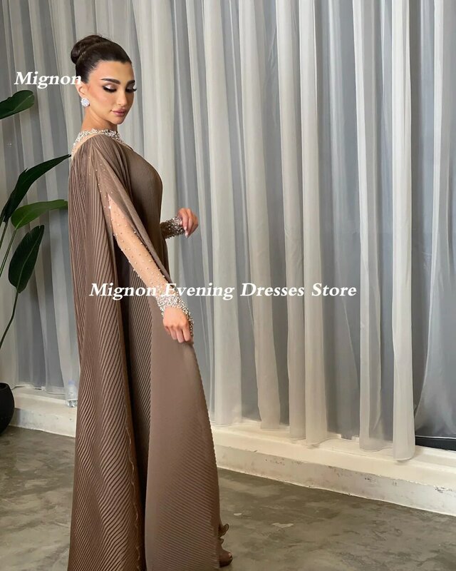 Mignon Satin A-line Ruffle Prom Gown Floor-length Scoop Neckline Sequins Formal Elegant Party Evening Dress for Women 2023