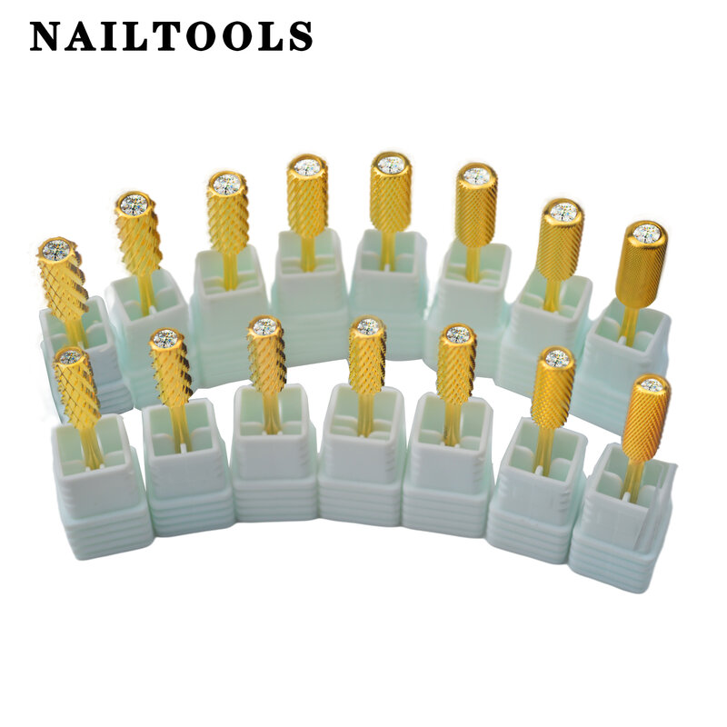 6.6  crystal Stone Large Small Barrel Diamond top Tungsten steel Carbide Luxury nail drill bits Burrs