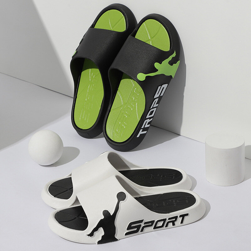สลิปเปอร์ใหม่สำหรับผู้ชาย, พื้นรองเท้าผ้าตาข่ายนิ่มสีแดงพื้นรองเท้าหนาเล่นกีฬาพื้นรองเท้าสุดเท่ทนทานสำหรับใส่ในฤดูร้อน