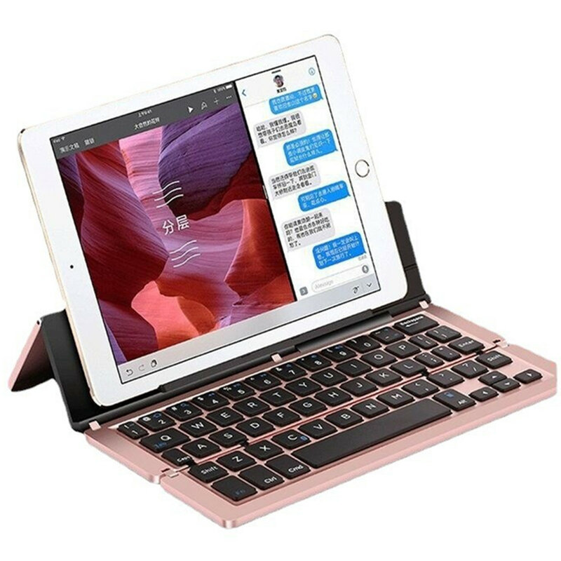 Keyboard Bluetooth portabel dapat dilipat, telepon seluler tanpa kabel Panel kunci Windows Laptop Tablet komputer iPad pemegang pengisi daya