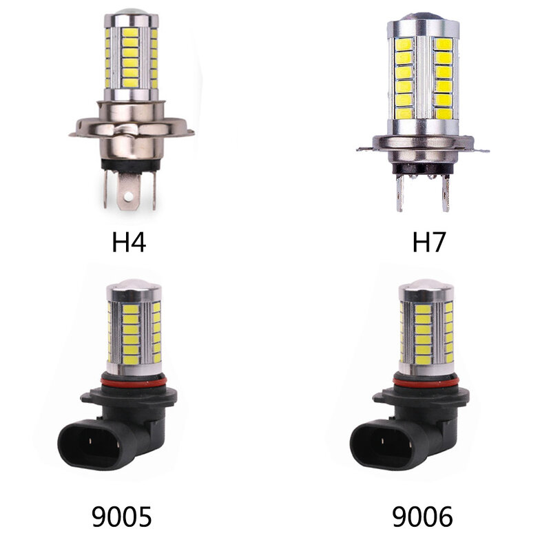 차량용 LED 램프, 고출력 운전 램프 전구, 매우 밝은 백색 안개등, H4, H7, 5630, 33SMD, 12V, 2 개