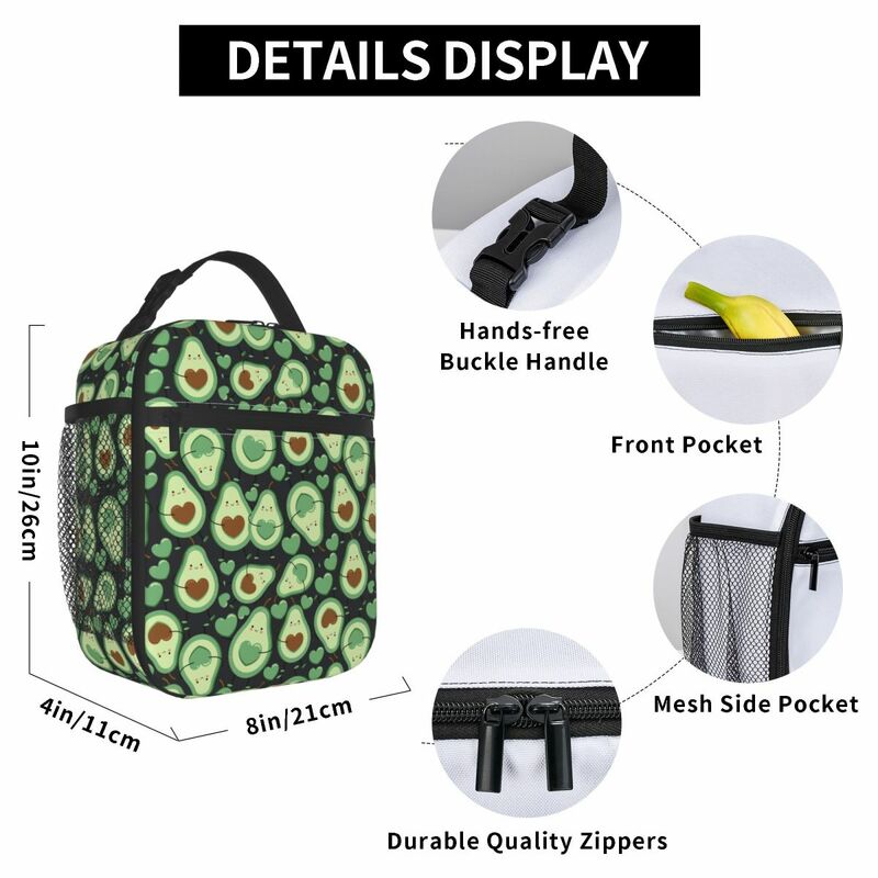 Süße Avocado Obst isoliert Lunch Bag Lagerung Food Box tragbare Thermo kühler Lunchboxen für Picknick