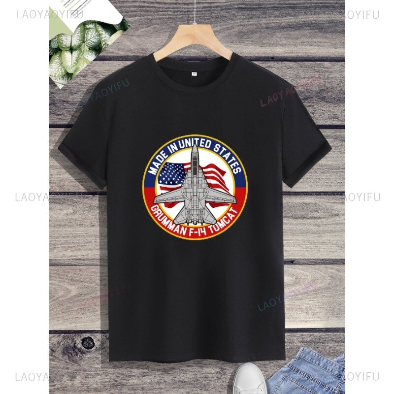 Свободная Классическая футболка для отдыха с принтом боевых самолетов, мужская летняя футболка с круглым вырезом и коротким рукавом, свободная прочная трендовая футболка в стиле парня