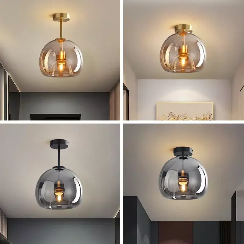 Скандинавская стеклянная Светодиодная потолочная лампа, современный декоративный светильник для коридора, прихожей, коридора, гостиной, столовой, спальни