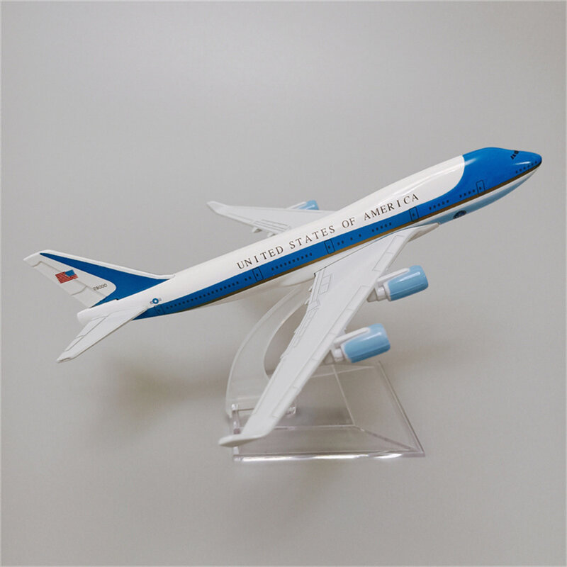 Air Force One Airplane Model, Estados Unidos da América, B747, Boeing 747, Avião de linhas aéreas, Alloy Metal, Diecast Aircraft, 16cm