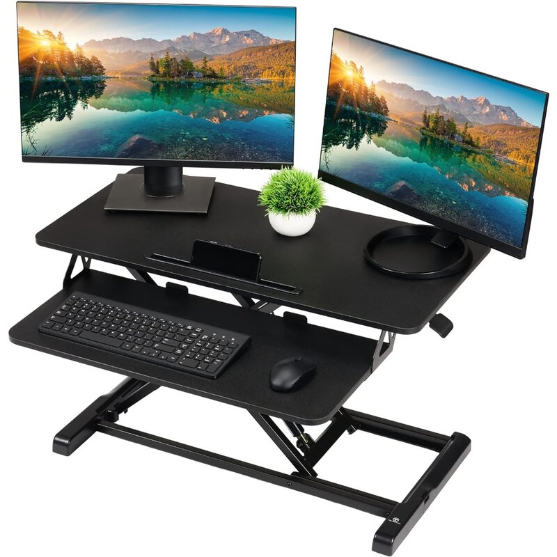 Standing Desk Converter - 32 Inch Adjustable Sit to Stand Up Desk Workstation, Particle Board