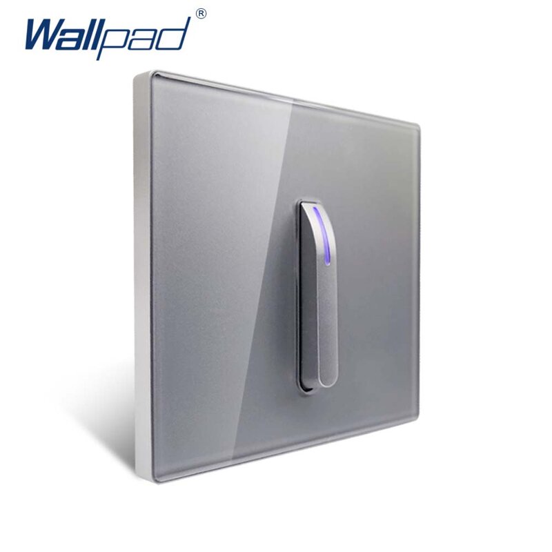 Wallpad Klavier Taste Grau Glas Panel Mit Led-anzeige Wand Licht Schalter und Buchse Set Elektrische Outlet
