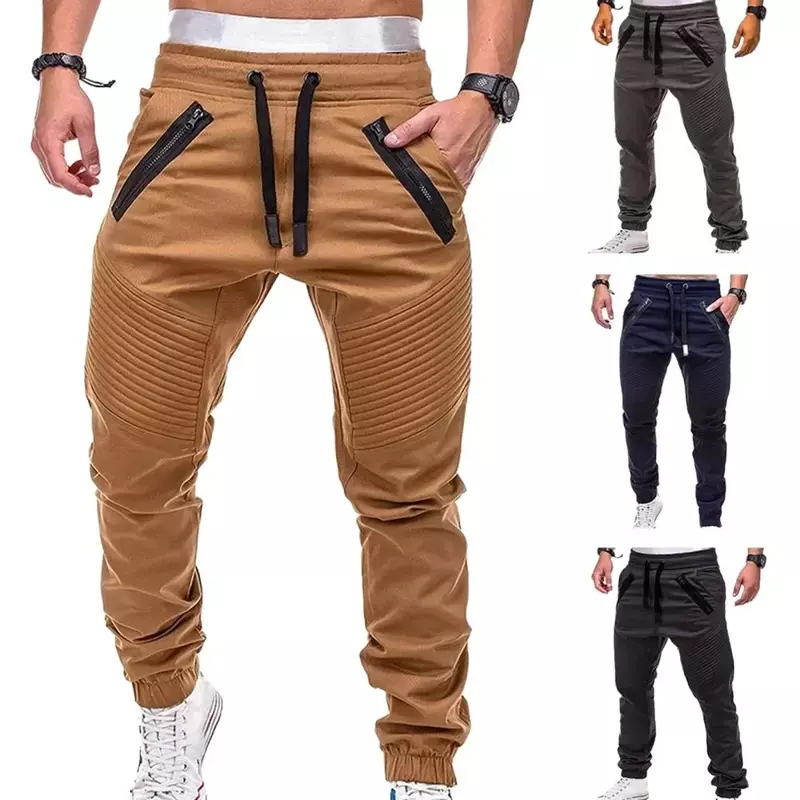Pantaloni tascabili regolabili con coulisse da uomo moda primavera e autunno nuovi pantaloni da uomo Casual da Jogging abbigliamento a righe Slim Fit