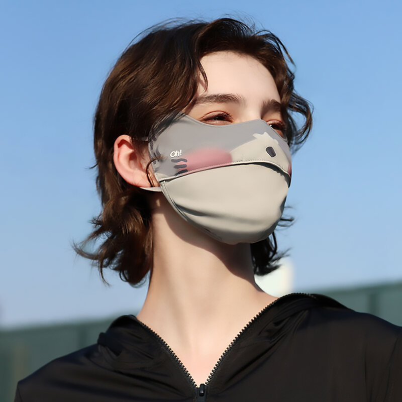 Máscara de proteção UV, lavável, forro fresco, capa de rosto para desenhos animados, bloqueador solar para ciclismo, UPF2000 Plus, nova moda, 2022