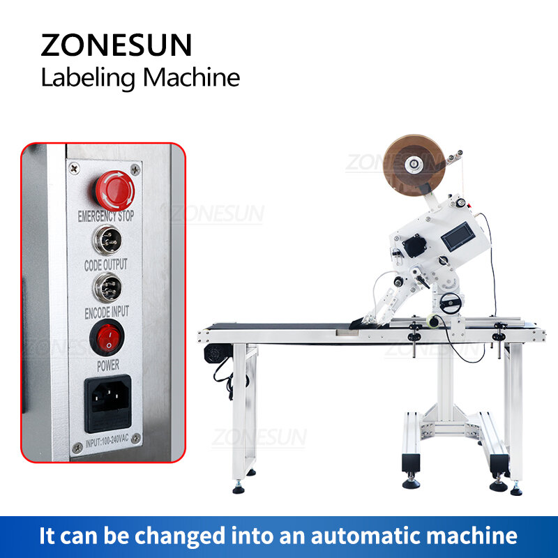ZONESUN แบนพื้นผิวเครื่องติดฉลากเครื่องสำอางกล่องแพ็คเก็ตกล่องหนังสือสามารถอาหารป้าย Applicator สำหรับการผลิต ZS-TB170