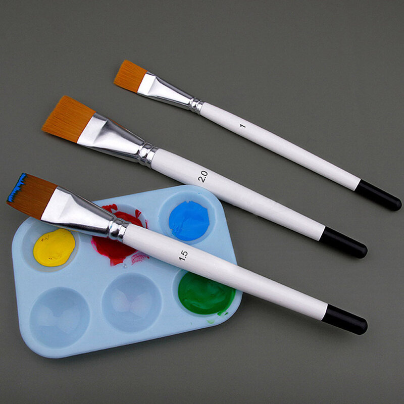 3pcs/set Oil Painting Brush Big Flat Head 3color Short Rod Set Nylon Hair Painting Watercolor Brush Student Acrylic Art Supplie