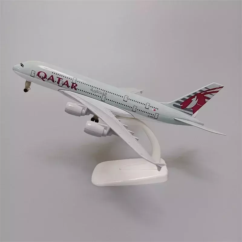 Air Qatar-Modèle d'avion Airbus 380 A380 en alliage métallique lavable, moulé sous pression, avec roues, engrenages d'atterrissage, 18x20cm