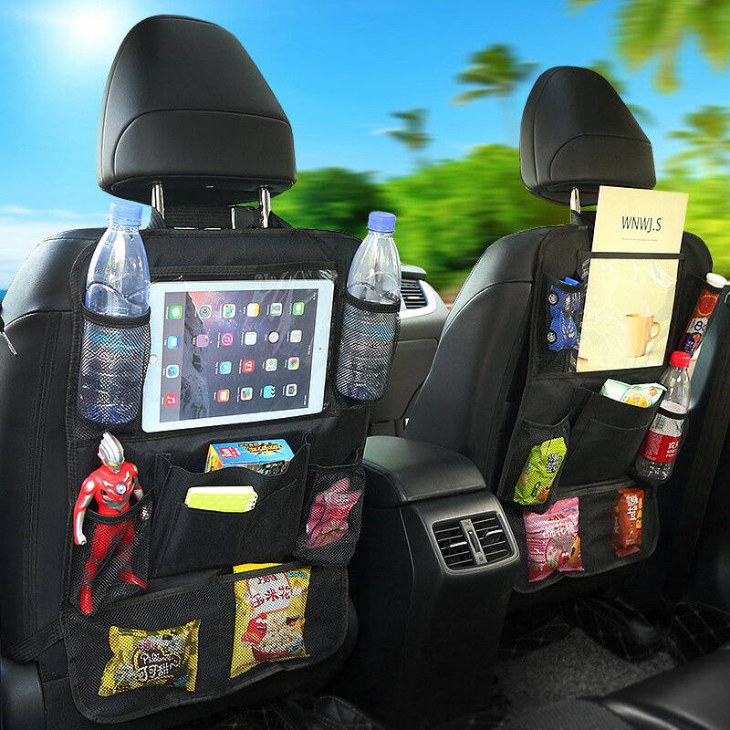 Bolsa de almacenamiento multifuncional para asiento trasero de coche, malla 600D mejorada, soporte para tableta, piezas de automóvil