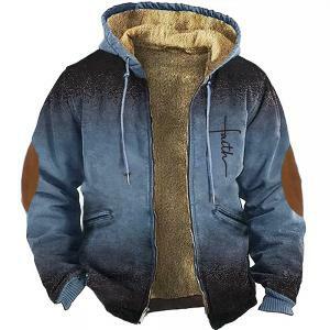Men's Parkas Long Sleeve Coat Colorful Color Block Print Warm Jacket for Men/Women Thick Clothing Outerwear