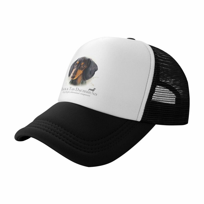 Custom Black Tan Dachshund Baseball Cap Hip Hop Women Men's Adjustable Pet Animal Dog Trucker Hat Summer