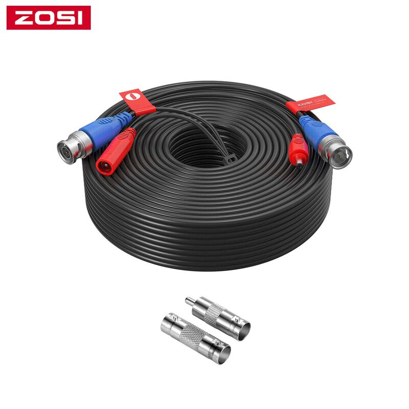 ZOSI 100ft/30M CCTV Cable BNC + DC Plug Cable For CCTV Camera DVR Security Black Surveillance System Accessories