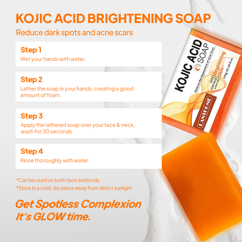 Original Lanthome 100g Kojic Acid Whitening Soap Hand Made Soap Deep Cleaning Lightening for Dark Spot Brightening Skin Care