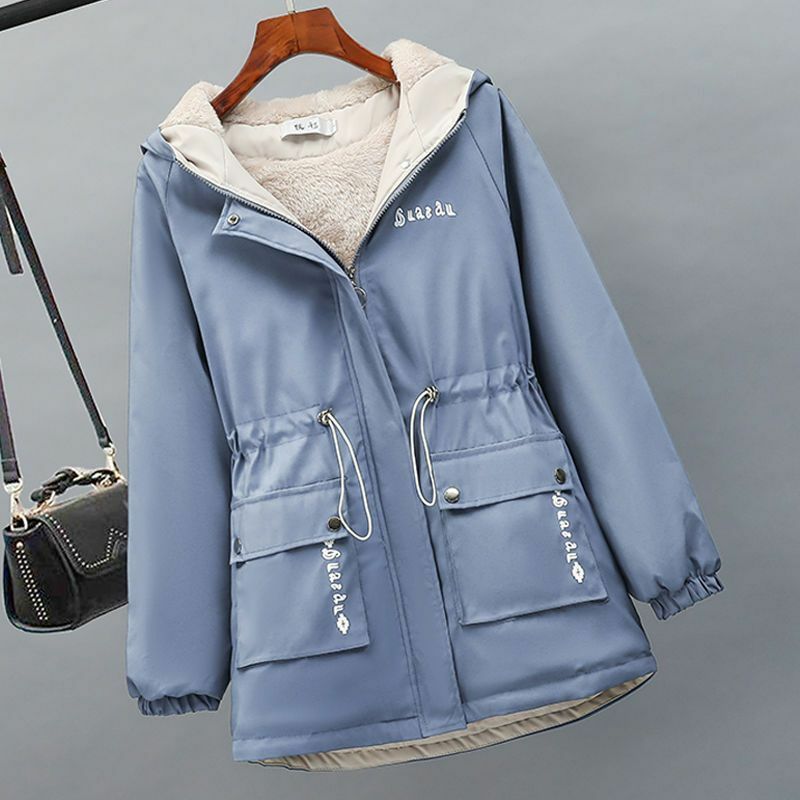 Winter Jackets Women Parkas 2023 New Drawstring Hooded Thicken Warm Lady Clothes Outerwear Fashion Streetwear Coat