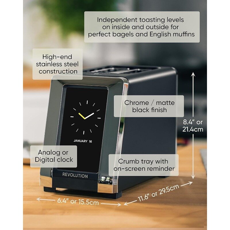 Torradeira touchscreen de alta velocidade, torradeira inteligente com tecnologia patenteada InstaGree, Revolution Toastie Panini Press, R180B