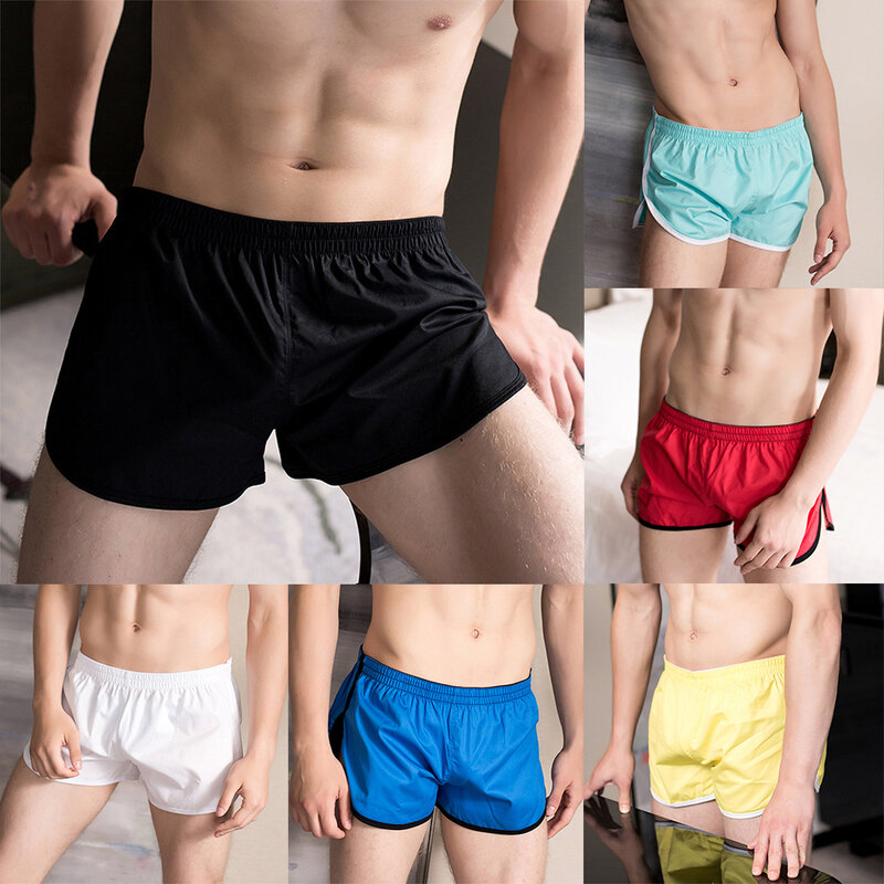 Celana pendek binaraga pria, Bawahan latihan olahraga pantai Fitness GYM cepat kering musim panas putih/kuning/merah/hitam