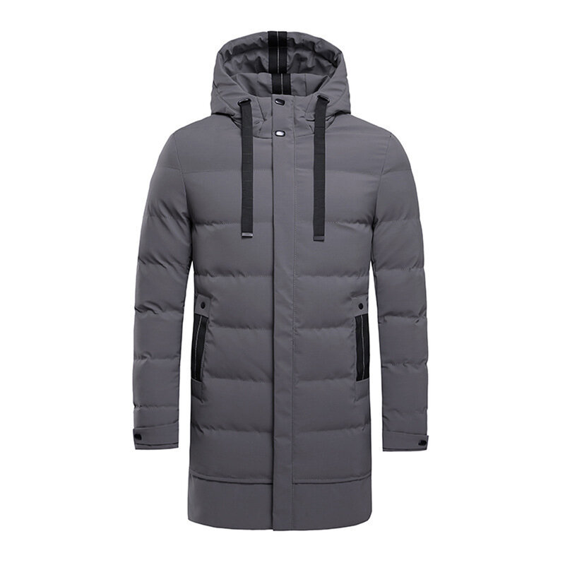 Mens Winter Keep Warm Middle-Length Jacket Outwear Casual Hooded Thicken Parka Coats Loose Overcoat Padded Clothes