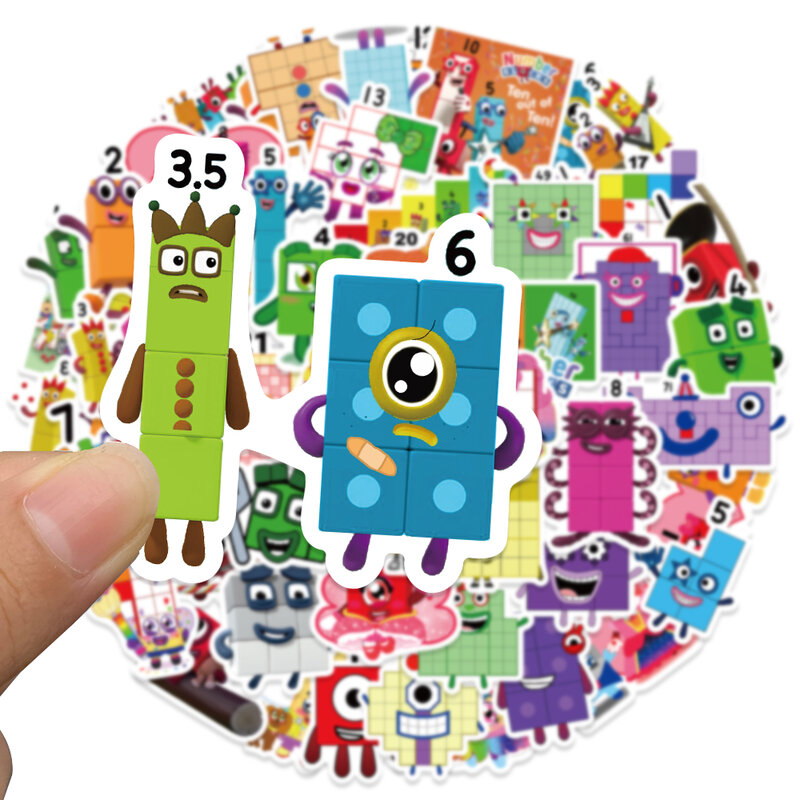 52Pcs numeri adesivi per blocchi di costruzione adesivo per cartoni animati per bambini forniture di cancelleria per bambini forniture per insegnanti di scuola giocattoli di ricompensa
