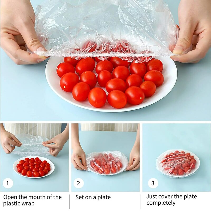 Bolsas de sellado de plástico para alimentos frescos, cubiertas elásticas ajustables para cuencos, cubiertas para platos, bolsas de sellado para envoltura de cocina