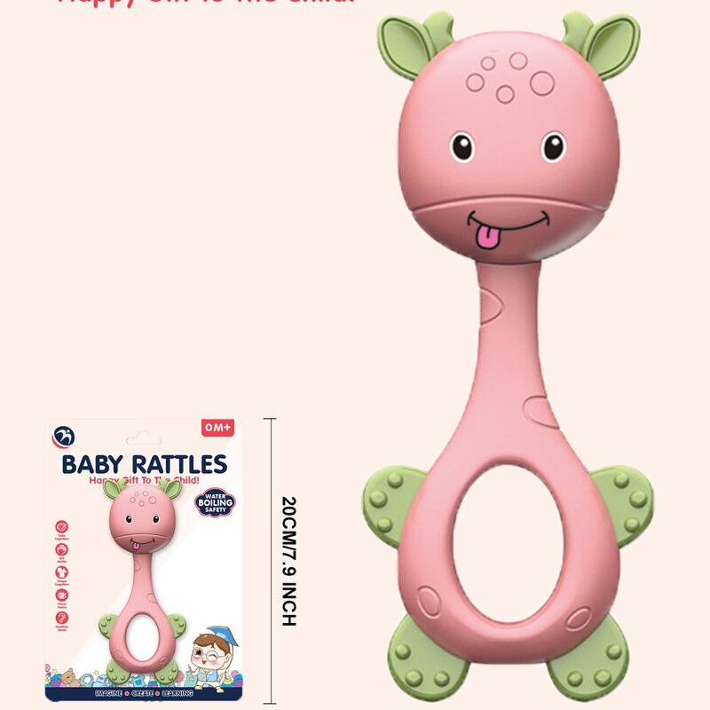 Chocalho pequeno do projeto da girafa para o bebê, brinquedo da educação adiantada para meninos e meninas de 0 a mês, 1 pc