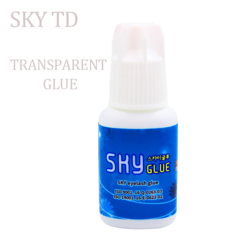 Pegamento transparente SKY TD para extensiones de pestañas, 1 botella, 5ml, Original Sky S + negro, rojo, azul, tapa falsa