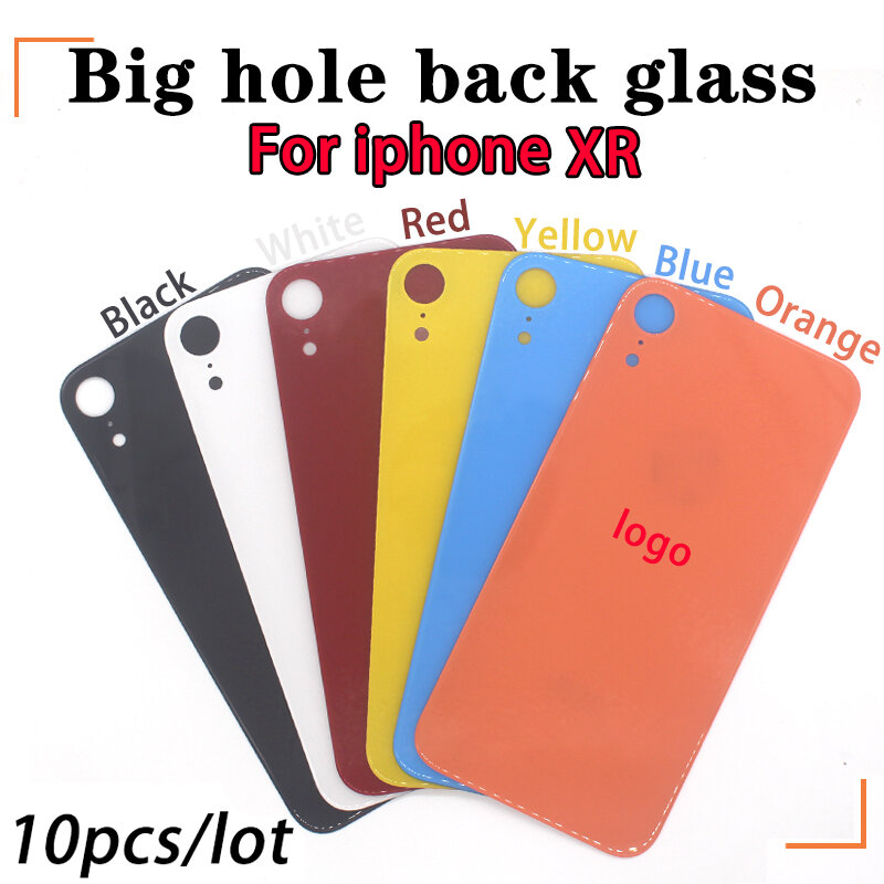10 buah/lot penutup baterai kaca belakang, warna asli dengan logo cangkang belakang lubang besar kaca belakang untuk iPhone 8 8Plus XS Max XR