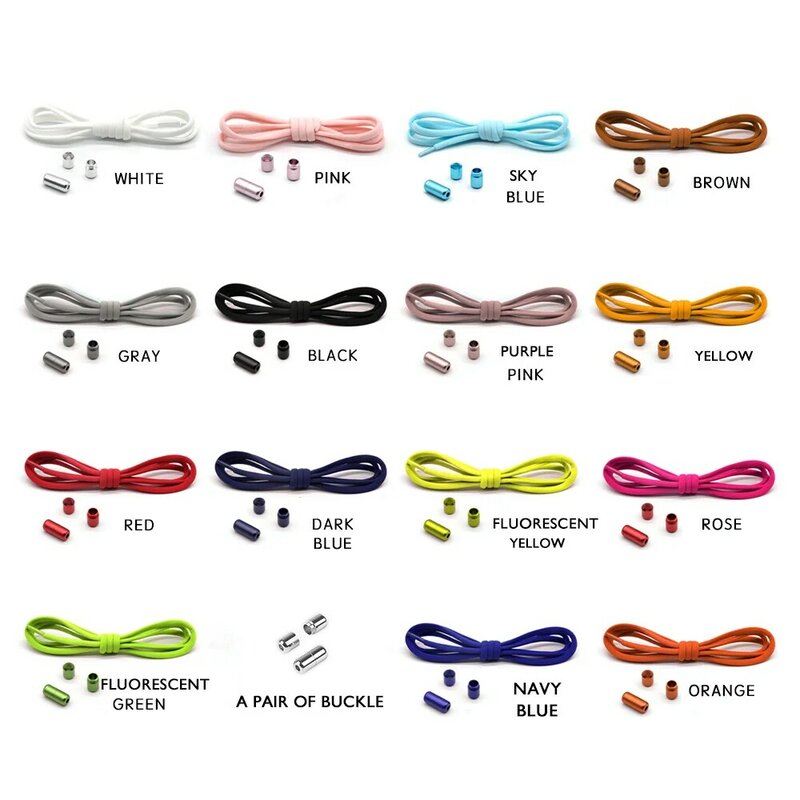 Colorful Metal Capsule Lock Lazy Shoe Rope Semicircle Timesaving Without Tie Quick Shoelace for Kids Adult Elastic Shoelaces