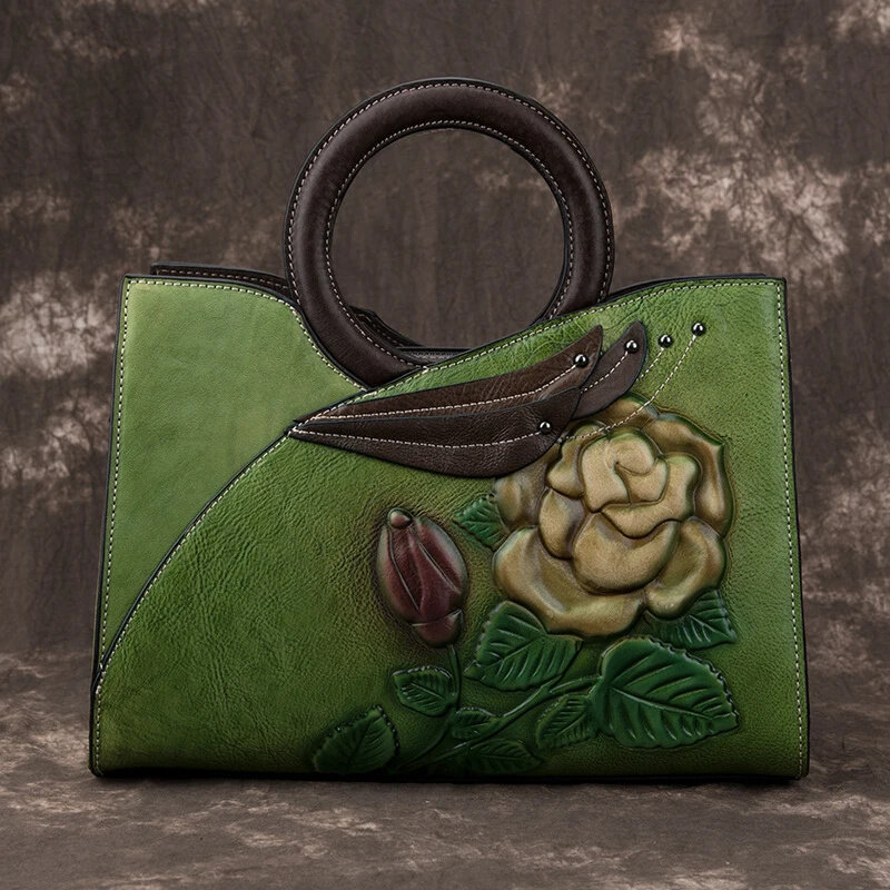 Newsbirds-Bolsa de couro artesanal original para mulheres, moda vintage, bolsas de senhoras, verde, vermelho