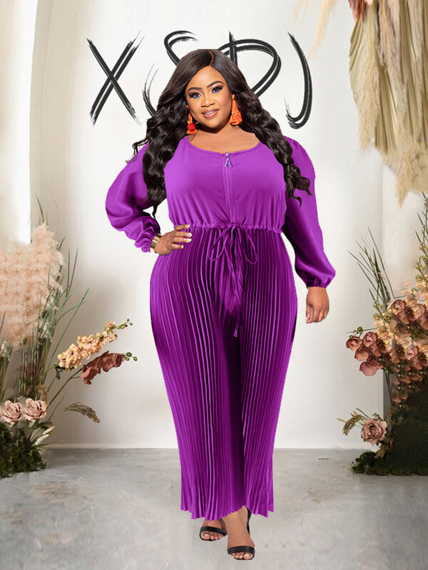 One Piece for Women Sleeves Jumpsuit Plus Size Casual Jumpsuits  Pleated Pants Elegant Long Jumpsuits Wholesale Dropshipping