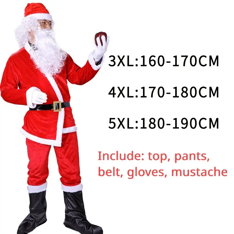 Santa Claus Cosplay Costume Xmas Holiday Fancy Santa Suit Adult Christmas Cosplay Dress Up Men Women Stage Performance