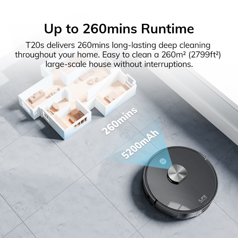 ILIFE T20S LDS Robot Vacuum Cleaner,5000 Pa,Auto Empty Dock 60 Days Hands off Cleaning Vacuum And Mopping Wet / Dry Sweeping