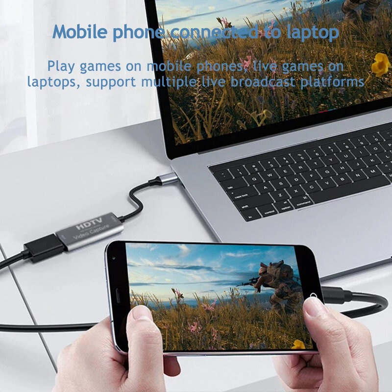 4K 1080p 60Hz HD Video Capture Card USB Type-C to HDMI-compatible Game Recording Live Streaming Grabber Recorder for PS4 Switch
