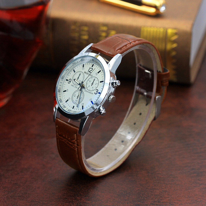 2023 Men Women Leather Strap Digital Watch Luxury Six Pin Men's Watch Blue Glass Belt Business Watch Casual Relogio Feminino