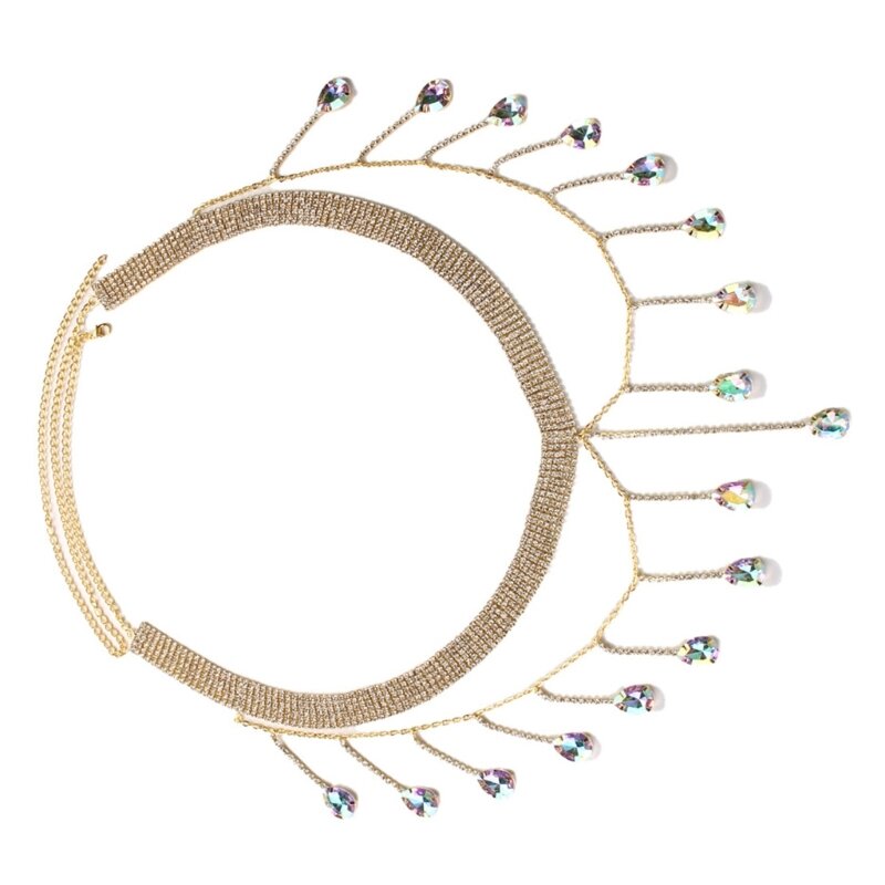 Seksowny łańcuszek dla kobiety nocny łańcuszek talii kryształem górskim wisiorek kształcie kropli wody łańcuszek na