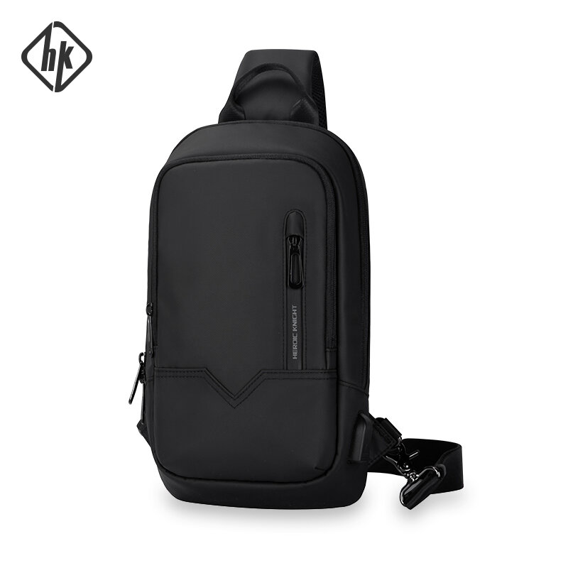 Sac de poitrine imperméable multifonction pour hommes, sac à bandoulière pour Ipad 9.7 pouces, sac USB voyage sport