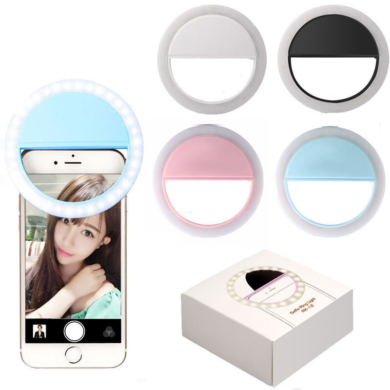 Clip-on led anel de luz para o telefone móvel, luz de flash universal, com carregador usb, para selfie, para selfie