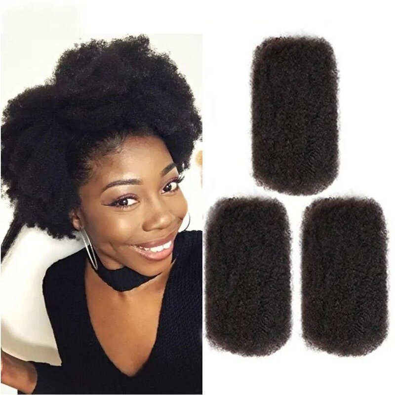 Bundel pirang rambut Remy Mongolia rambut manusia keriting Afro rambut manusia untuk mengepang 1 bundel 50g/PC rambut kepang warna alami tanpa sambungan