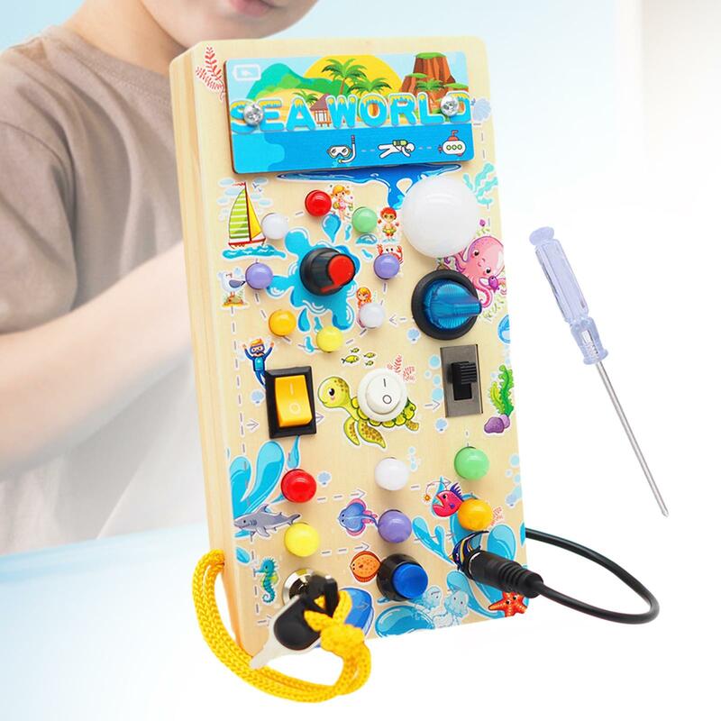 Artesanato Busy Board para Crianças, Brinquedo Interruptor para 1 Ano Velho Bebês, Luzes