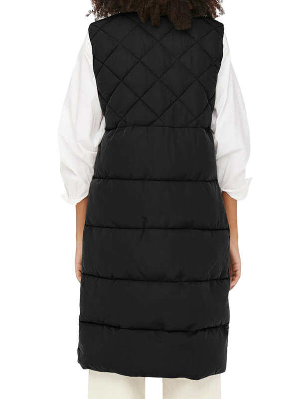Gilet imbottito trapuntato da donna tinta unita piumino caldo Cardigan con bottoni per capispalla invernale Streetwear