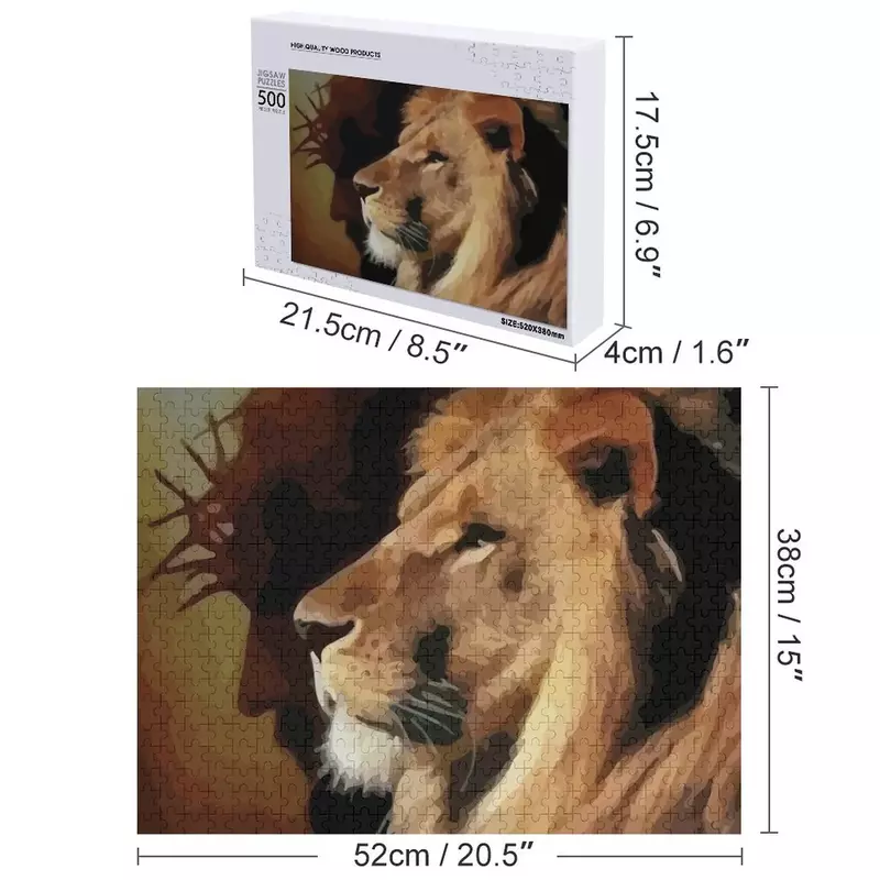 Leão de Judá Quebra-cabeça personalizado com foto, nome de madeira personalizado
