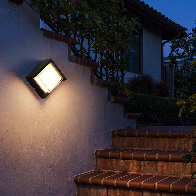 Lámpara LED de pared para exteriores, iluminación interior y exterior, impermeable IP65, de aluminio, para porche, balcón y jardín