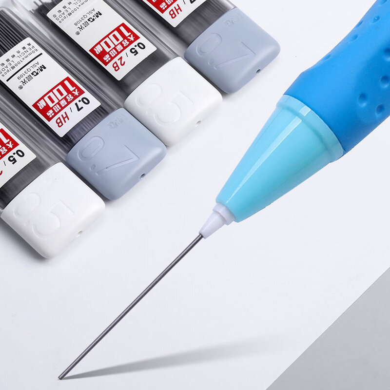100 pçs/caixa 2b/hb lápis mecânico leva 0.5/0.7mm lápis automático núcleo estudante escrita pintura recargas material da escola de escritório